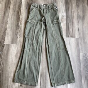 PacSun Low Rise Puddle Army Green Denim Wide Leg Cargo Pants Jeans XS